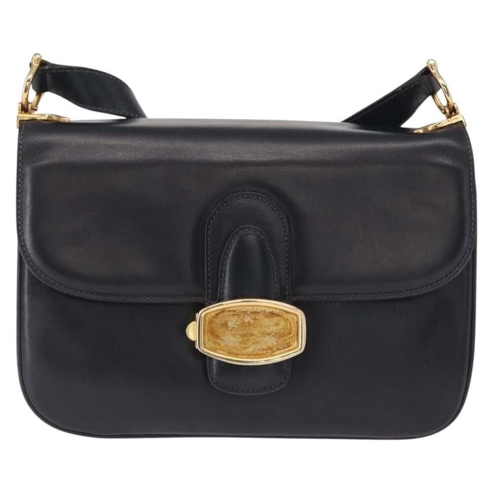 Celine Leather Shoulder Bag Navy